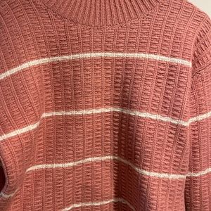 Stripe Ribbed Turtleneck Sweater